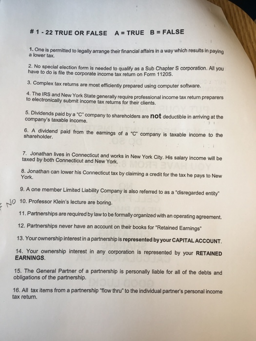  # 1-22 TRUE OR FALSE A-TRUE B-FALSE 1. One is permitted