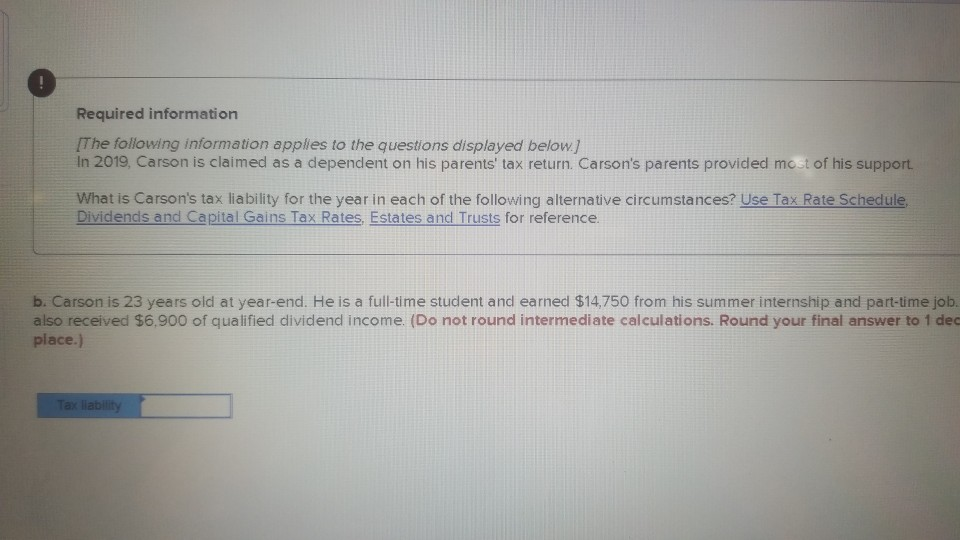 information applies to the questions displayed below.] In 2019. Carson is claimed