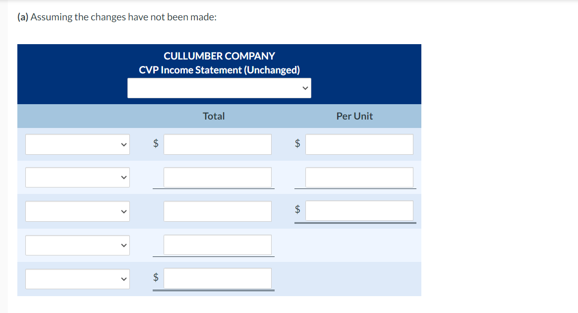 changes are made as described. An investment banker is analyzing two companies