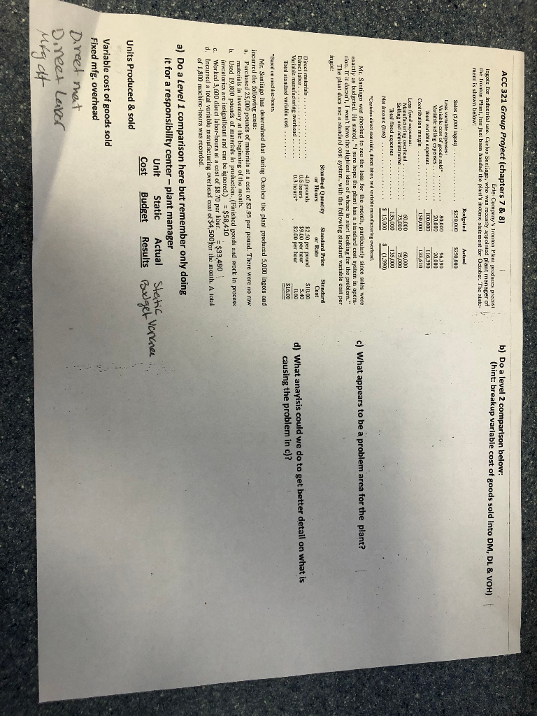 b) Do a level 2 comparison below: (hint: breakup variable cost