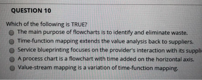  The answer A incorrect for questions 10 QUESTION 10 Which of