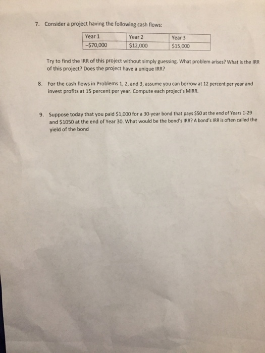  Can someone do this in excel ? 7. Consider a project