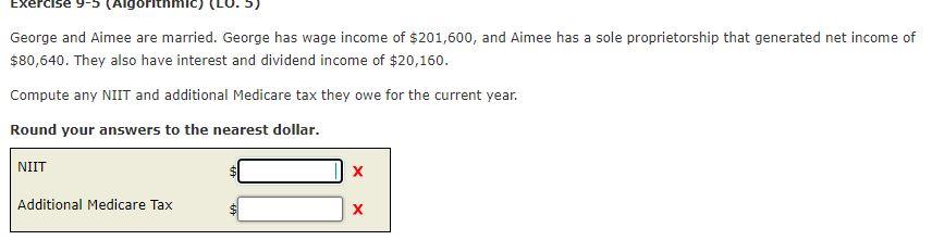  Exercise 95 gorithi George and Aimee are married. George has wage