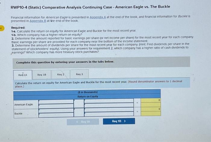  RWP10-4 (Static) Comparative Analysis Continuing Case - American Eagle vs. The