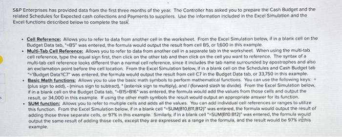  S\&P Enterprises has provided data from the first three months of