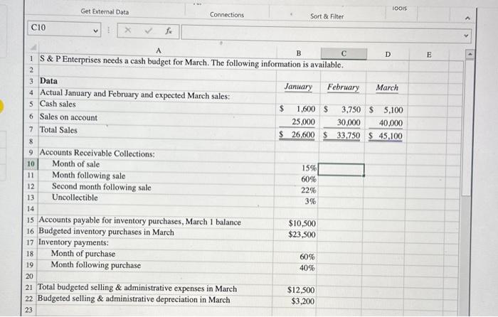 the yeat. The Controller has asked you to prepare the Cash Budget