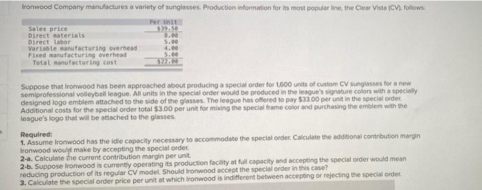 there are 3 requires for the question. please make final answers in