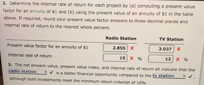 The estimated net cash flows from each project are as follows: Year
