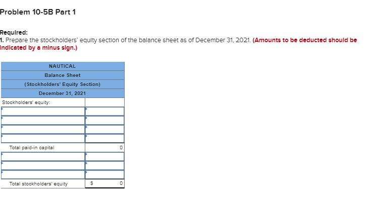 stockholders' equity (LO10-7) [The following Information applies to the questions displayed below.]