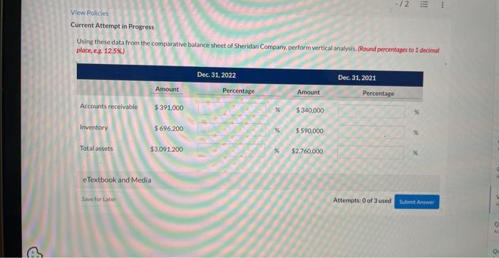  Current Attempt in Progress Using these data from the comparative balance