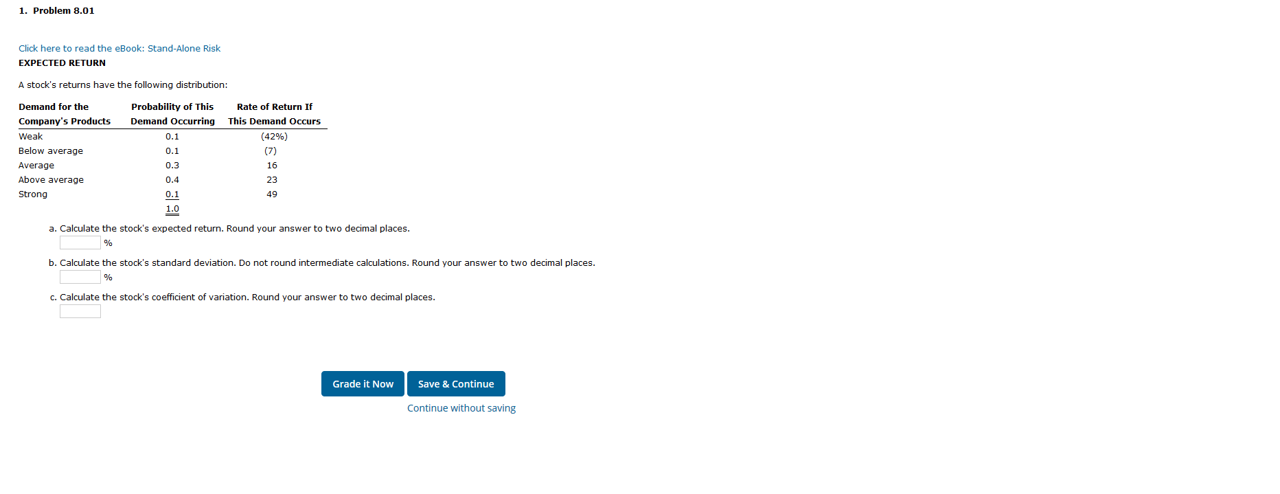  1. Problem 8.01 Click here to read the eBook: Stand-Alone Risk