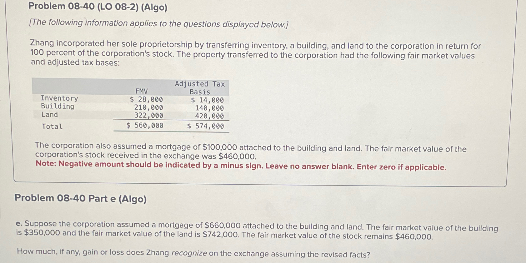  Problem 08-40(LO 08-2)(Algo) [The following information applies to the questions displayed