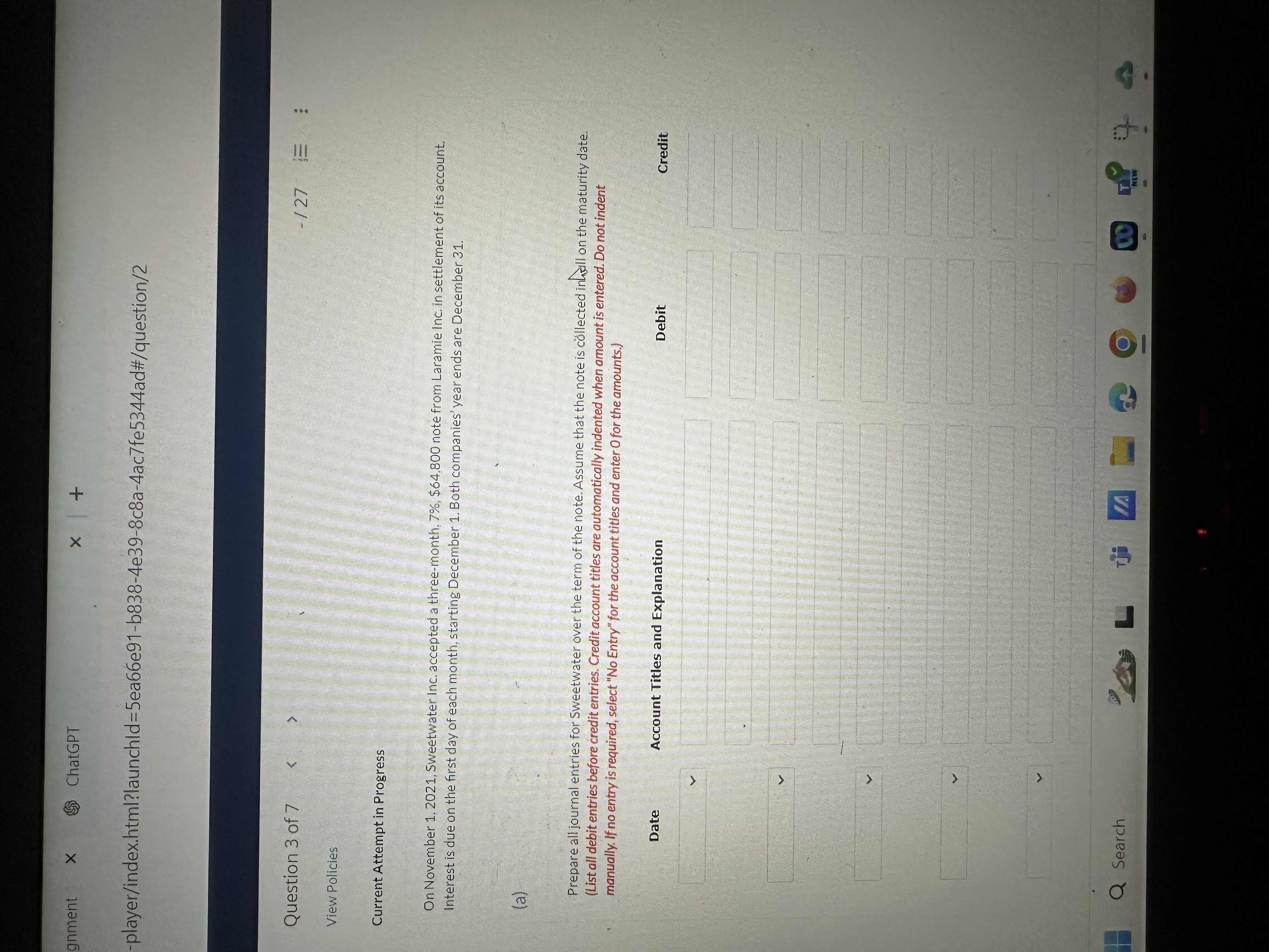  gnment ChatGPT -player/index.html?launchld =5ea66e91-b838-4e39-8c8a-4ac7fe5344ad#question2 Question 3 of 7 -127 View Policies
