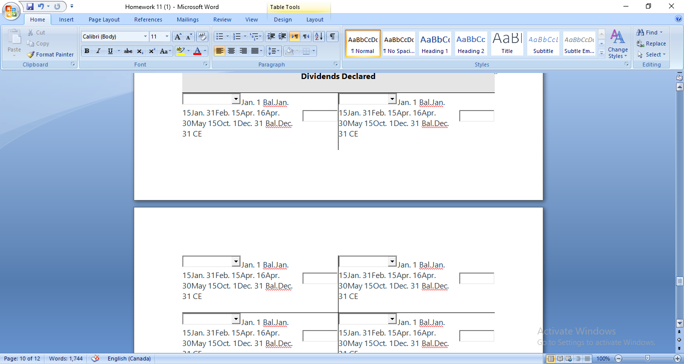publicly traded company, had these shareholders' equity accounts: Common shares (unlimited number