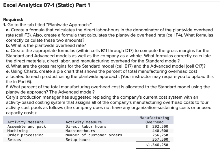 Costing (ROI) (L07-1, 7-3, 7-4, 7-5) [The following information applies to the