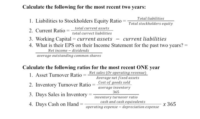  answer all 8 questions using the data from the charts Calculate