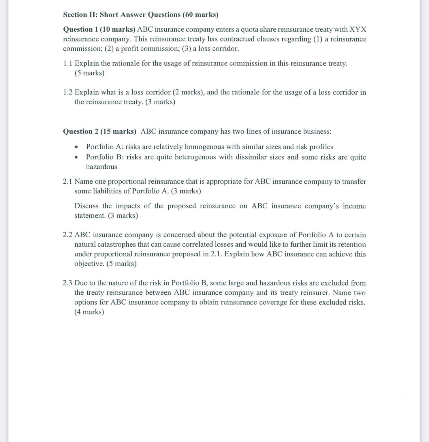  Section II: Short Answer Questions (60 marks) Question 1(10 marks) ABC