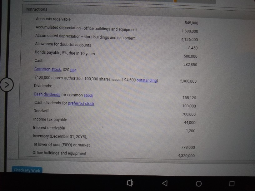 transactions for the year ended December 31, 20Y8, had been posted [including