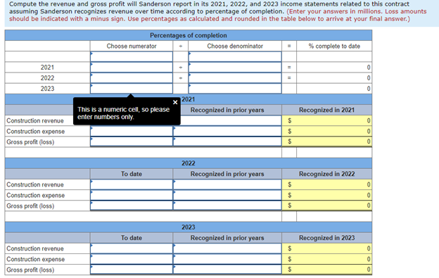 project completion [LO6-9] On June 15, 2021, Sanderson Construction entered into a