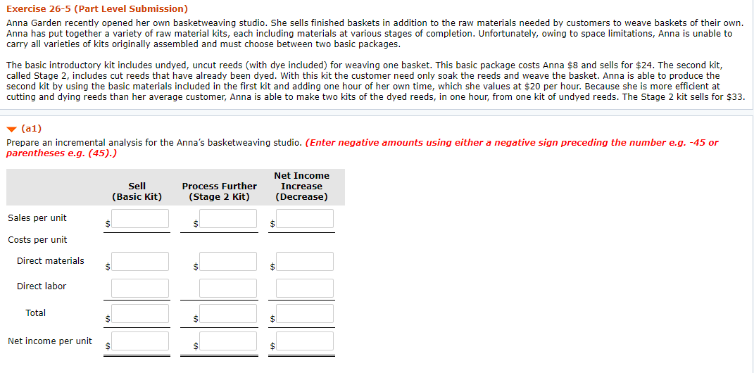  Exercise 26-5 (Part Level Submission) Anna Garden recently opened her own