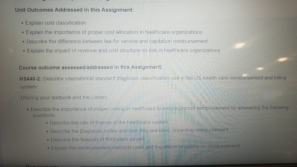  Unit Outcomes Addressed in this Assignment: . Explain cost classification .