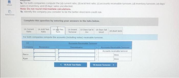 17.5A (Algo) Port 1 Required: sales in inventary, and (9) days' sales