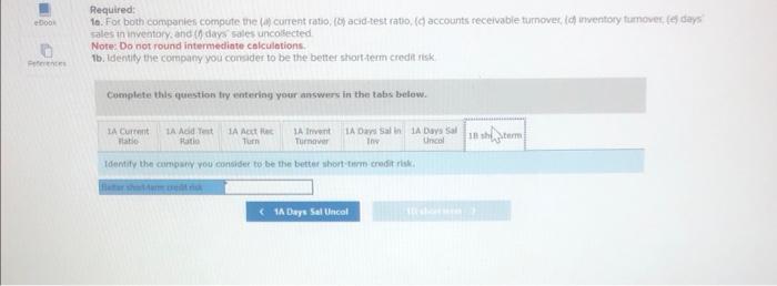 receivable tumover, ( of inventory turnovec (e) disys sates in inventory, and