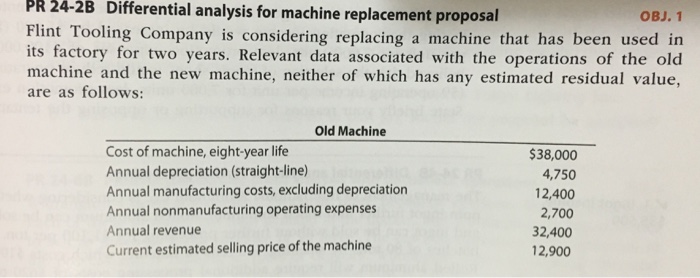  PR 24-2B Diferential analysis for machine replacement proposal lint Tooling Company