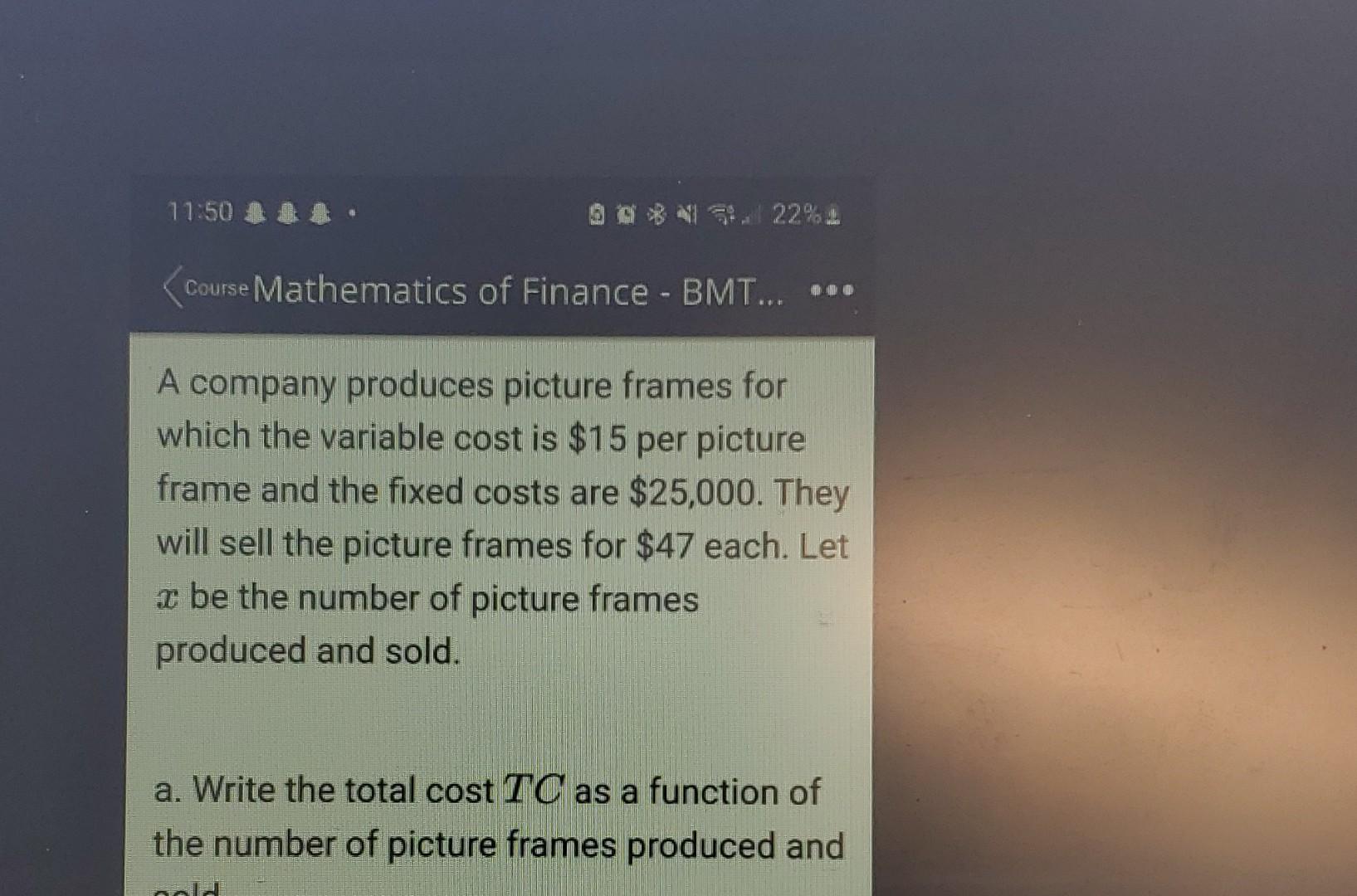 write the total cost TC as a function of the number