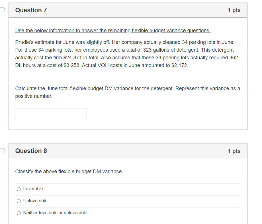 pts Use the below information to answer the remaining exam questions Prudie