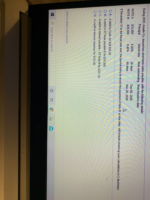  During 2020, Amalin Co. issued two short-term notes payable, with the