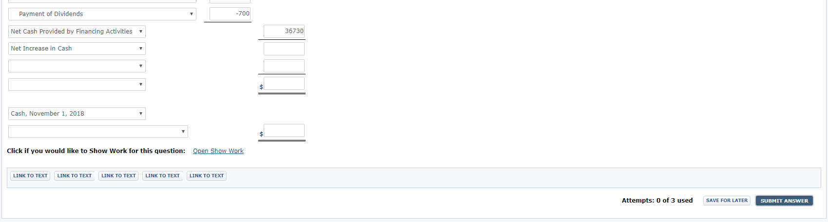 of the opening balances are zero. Additional information: 1. The company bought