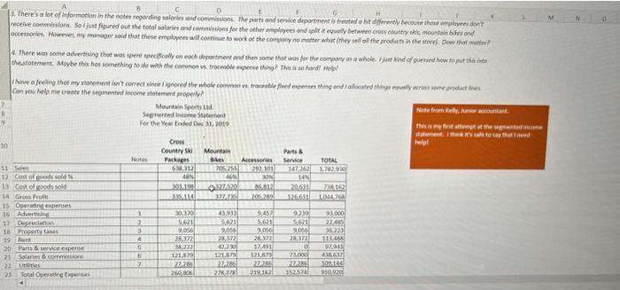 Can you help me erate the segmented income stotement Aropewly? Mountain Soorts