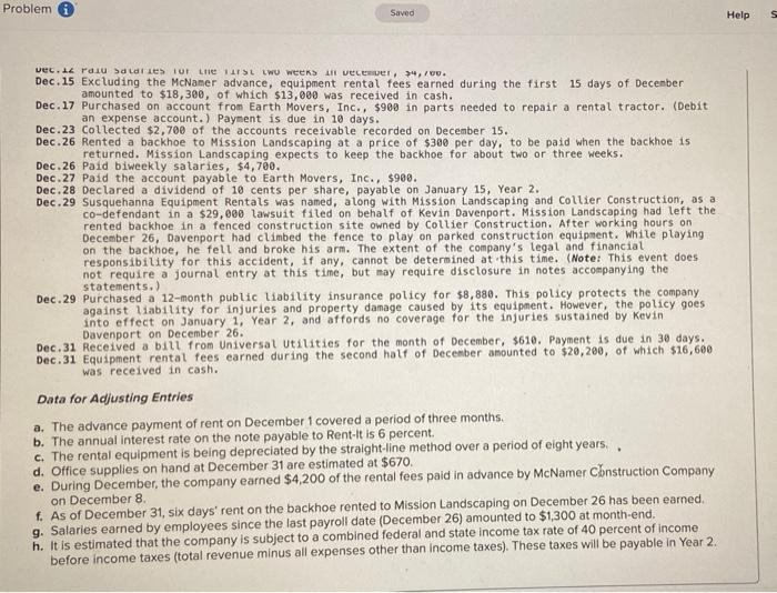 below.) On December 1, Year 1, John and Patty Driver formed a