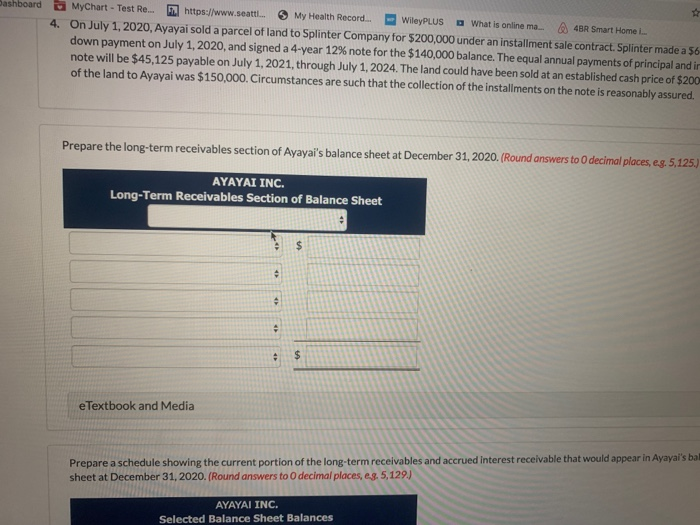 and Ayayal Inc. had the following long-term receivable account balances at December