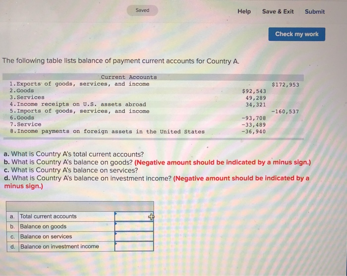  Saved Help Save & Exit Submit Check my work The following