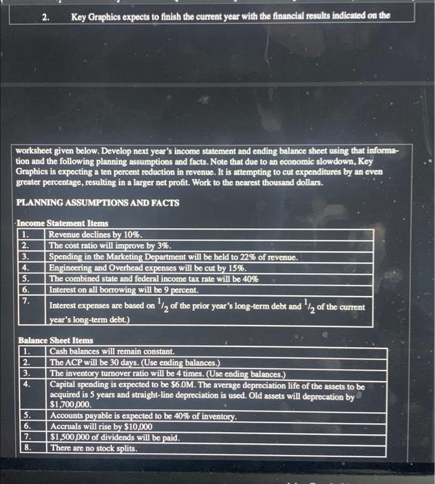  2. Key Graphics expects to finish the current year with the