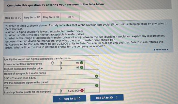 within the same company. The managers of both divisions are evaluated based