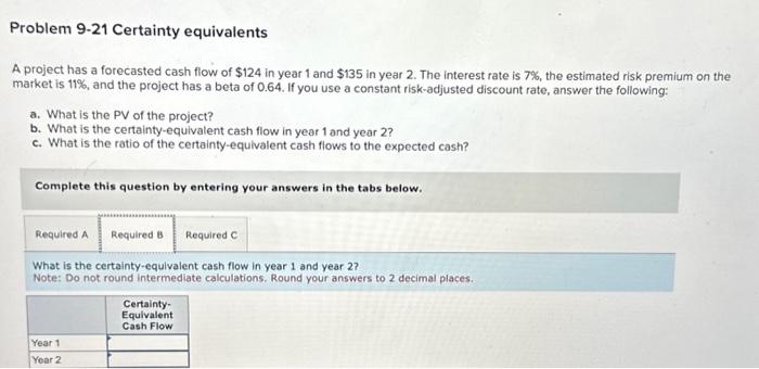 of $124 in year 1 and $135 in year 2 . The