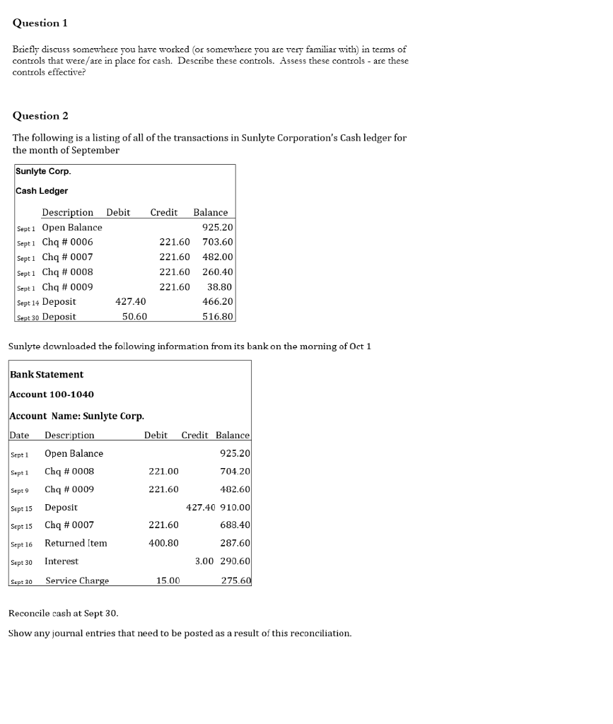 Question 1 Briefly discuss somewhere you have worked (or somewhere you