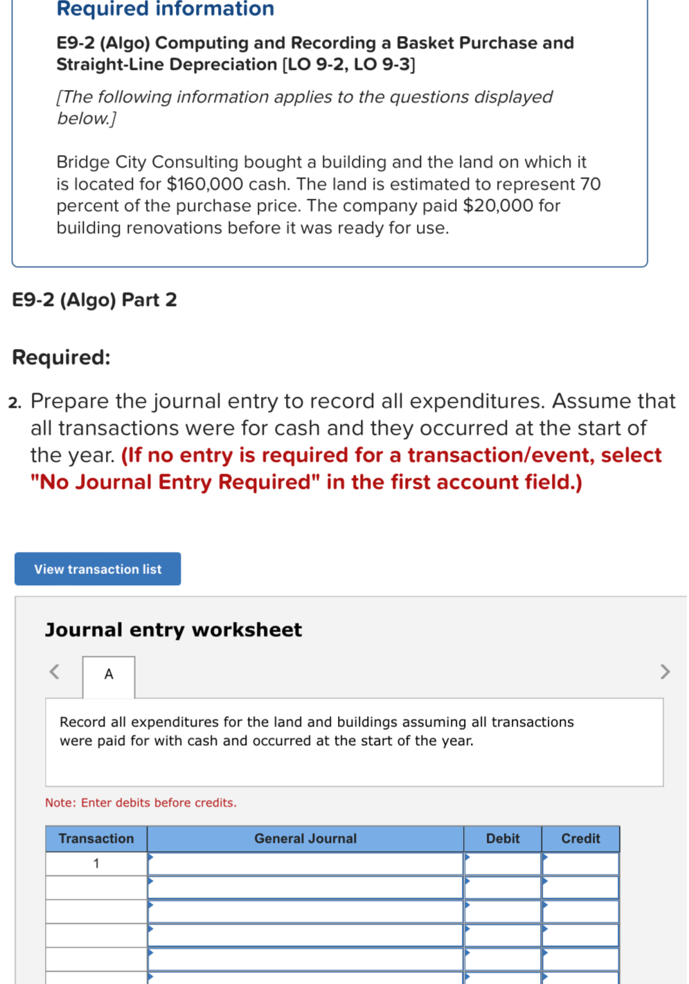 Required information E9-2 (Algo) Computing and Recording a Basket Purchase and Straight-Line