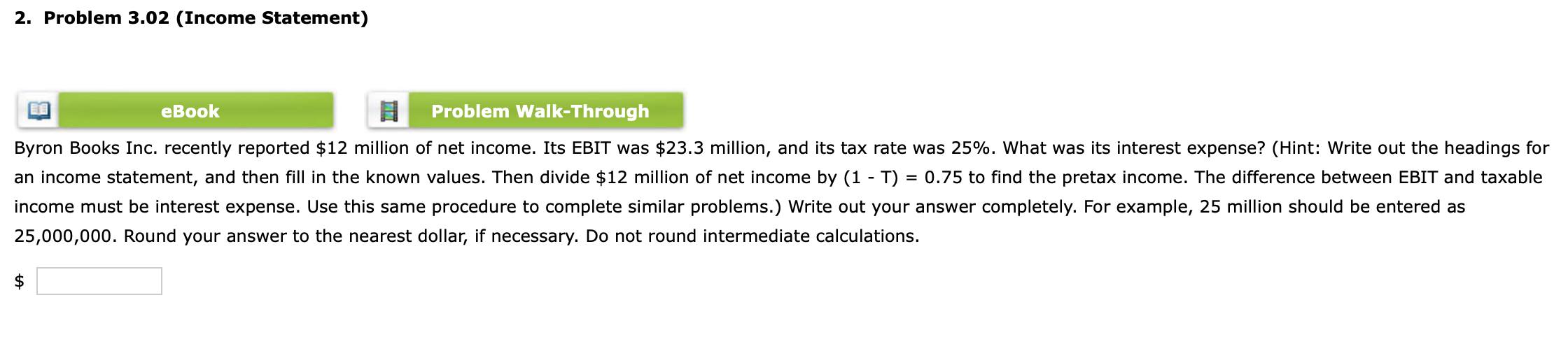 2. Problem 3.02 (Income Statement) eBook Problem Walk-Through Byron Books Inc.
