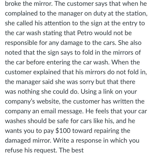 letter. This should be structured as a formal business letter. You should