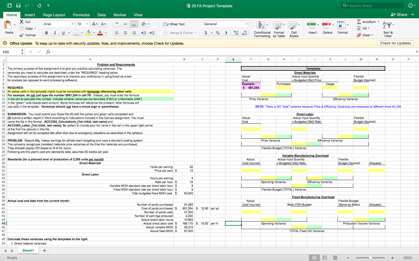  * 20 FA Project Template Q Search Sheet Page Layout Formulas