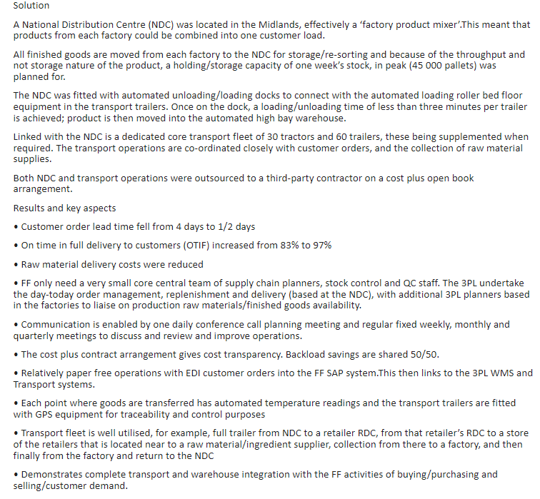 they adopt for planning inventory? Food Freeze plc (FF) are a UK