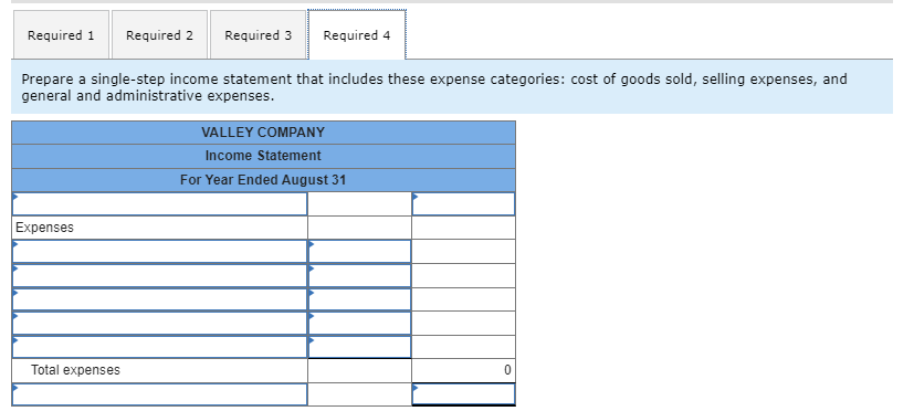 fiscal year-end, follows. It categorizes the following accounts as selling expenses: sales
