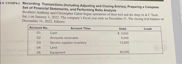  OMP4-1 Recording Transactions (Including Adjusting and Closing Entries), Preparing a Complete