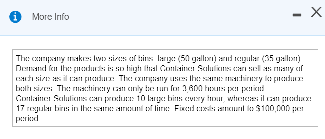 Requirement 1. Which product should Container Solutions emphasize? Why? Complete the product