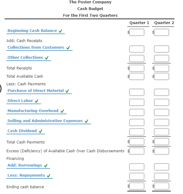 Quarter 2 Sales $208,470 $211,540 Direct material purchases 115,300 120,831 Direct labor