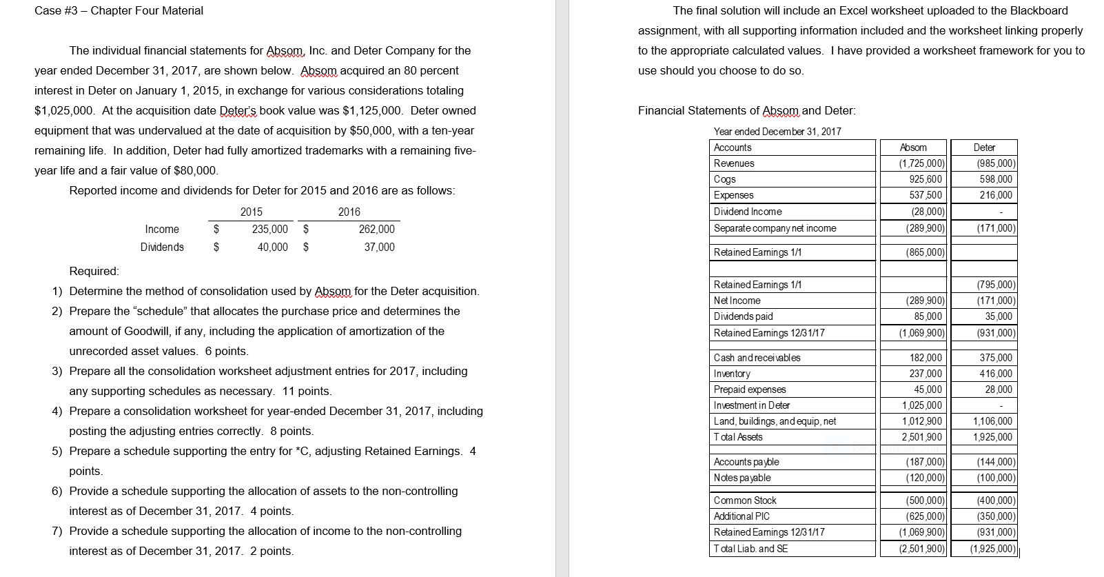 Case #3 - Chapter Four Material The final solution will include